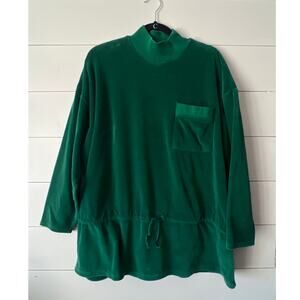 Vintage 70's T.T. Topper Sears Velour Mock neck Tunic Green top Large